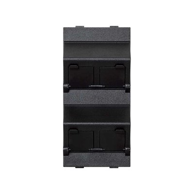 Фурнітура: cimabox S80C/14 адаптер 107х52мм на 4 модуля RJ45 з заслонками,чорний 701880S фото